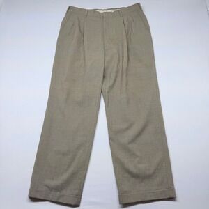 Briar Mens Tan 100% Pure Wool Pleated Cuffed Dress Pants Trousers 34x29